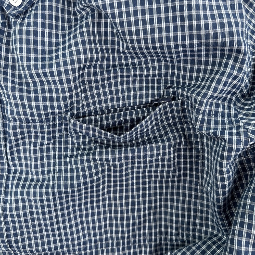 Clothing Arts Shirt Mens XL Blue Plaid Pick Pocket Proof P Cubed Travel Commute - Picture 9 of 10